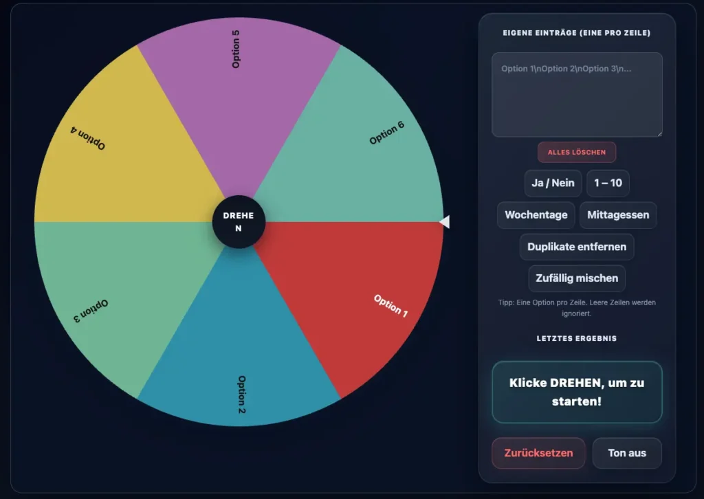 Alle Zufalls Tool 1 Glücksrad
