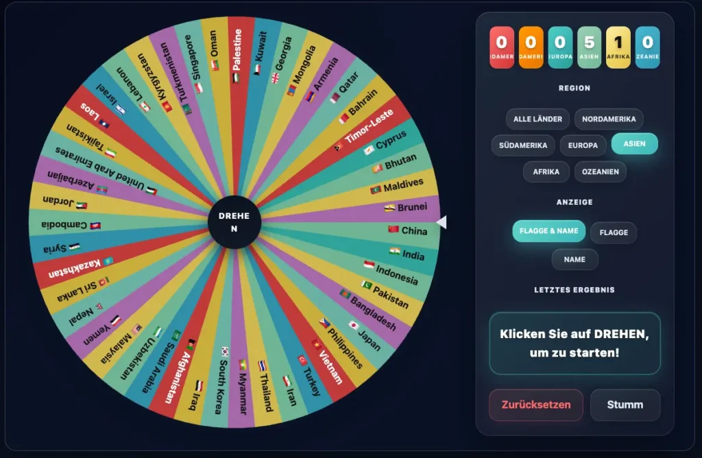 Alle Zufalls Tool 7 Zufallsrad Länder
