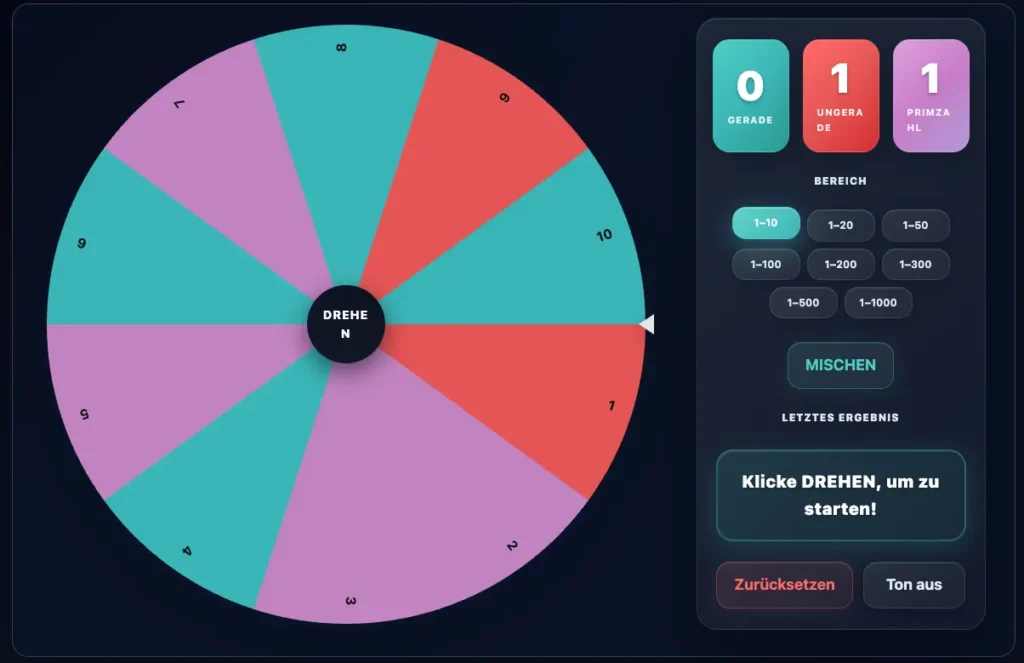 Alle Zufalls Tool 4 Zufallsrad-Zahlen